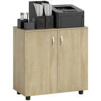 Vinsetto Two-Tier Locking Office Storage Cabinet - Oak(m-10)