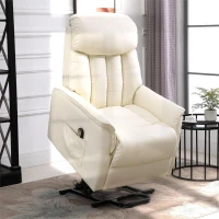 HOMCOM Fauteuil électrique releveur fauteuil relax avec repose-pieds dossier inclinable télécommande poche latérale crème(m-10)