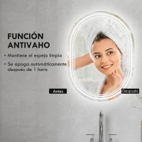 kleankin Espejo Baño con Luz 70x50 cm 3 Colores de Luz, Función Antivaho, Función de Memoria, IP44, Horizontal/Vertical(m-6)