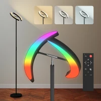 HOMCOM dimmbare Stehlampe 2700K-6000K mit Fernbedienung und doppeltem 350°-schwenkbarem Kopf, Schwarz(m-7)