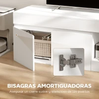 HOMCOM Mueble de TV Moderno para Salón con 2 Puertas Estante Abierto para Televisión 60 Pulgadas 140x40x48 cm Blanco(m-6)