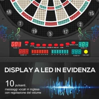 HOMCOM Bersaglio Freccette Elettronico con Punteggio Automatico, 12 Freccette e 6 Display, 51x6.5x57cm, Nero(m-7)