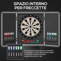 HOMCOM Bersaglio Freccette Elettronico con Punteggio Automatico, 12 Freccette e 6 Display, 51x6.5x57cm, Nero(m-5)
