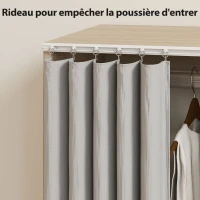 HOMCOM Armoire penderie vêtement dressing mobile 4 roulettes tringle à vêtements et étagères 80x40x128cm, effet bois naturel(m-6)