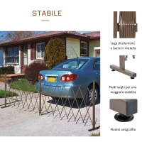Outsunny Recinzione Estensibile Autoportante in Acciaio e Alluminio, Larghezza 52-405 cm, Marrone scuro(m-6)