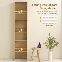 HOMCOM Hoher Badezimmerschrank, 6 Ebenen, 2 Schränke, 2 offene Regale, offene Fächer, Holz, Eichenfarben(m-5)