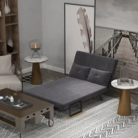 HOMCOM Canapé convertible 2 places avec dossier réglable sur 5 niveaux et 2 coussins rembourrés pour salon, chambre d'amis(m-10)