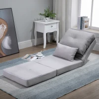 HOMCOM Chauffeuse canapé-lit convertible fauteuil 1 place avec 1 coussin avec dossier réglable, gris clair(m-9)