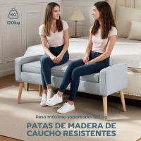 HOMCOM Banco de Almacenaje con Tapa Abatible y Patas de Madera para Dormitorio Salón Entrada 120x45x54 cm Gris Claro(m-5)