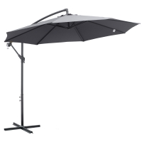 Outsunny Parasol Déporté Octogonal Ø3m Gris avec Pied en Croix