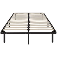 HOMCOM Cadre de lit 140 x 190 cm, lit 2 personnes en bois massif avec sommier à lattes et pied, rangement au-dessous, noir(m-11)