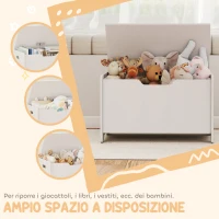 AIYAPLAY Baule Portagiochi in Legno a Forma di Orso e Capacità 20 kg 60x38x48 cm, Bianco(m-6)