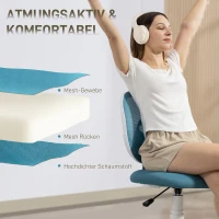 HOMCOM Bürostuhl Ergonomischer Schreibtischstuhl mit C-förmiger Rückenstütze, Höhenverstellbar Blau(m-5)
