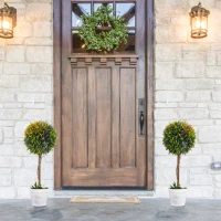 HOMCOM Lot de 2 plantes Artificielles avec fleurs de lavande, tronc et pot inclus - hauteur 60 cm vert(m-10)