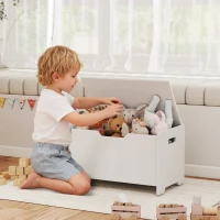 AIYAPLAY Baule Portagiochi in Legno a Forma di Orso e Capacità 20 kg 60x38x48 cm, Bianco(m-2)