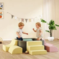AIYAPLAY Parcours motricité bébé modulable en mousse 7 pièces housse lavable en velours côtelé 174 x 174 x 30 cm multicolore(m-2)