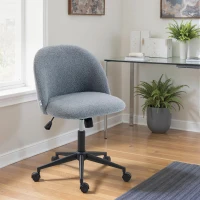 HOMCOM Teddy Fleece Office Chair with Wheels - Grey(m-2)