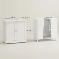 HOMCOM Under Sink Bathroom Storage Cabinet 2 Layers Vanity Unit Wooden - White(m-3)