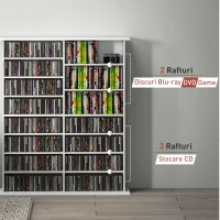 HOMCOM Mobilier Bibliotecă cu 16 Rafturi pentru 720 CD-uri din Lemn 106.5x24x126.3 cm Negru(m-8)