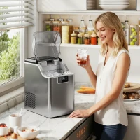 HOMCOM Eiswürfelmaschine, Eiswürfelspender, Ice-Maker, 20 kg/24h Eiswürfelbereiter mit 2,1 L Wassertank, Silber(m-2)