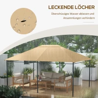 Outsunny Ersatzdach Pavillon Pavillon-Baldachin, wetterbeständig, 397 x 297 cm, Khaki(m-7)