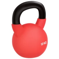 HOMCOM Kettlebell 10 kg en métal poids pour entraînements avec poignée antidérapante et fond plat 19x12x22cm rouge et noir(m-11)