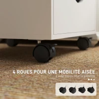 HOMCOM Caisson bureau mobile, meuble rangement sur roulettes avec 5 tiroirs, bois, 40 x 40 x 67 cm, blanc(m-5)