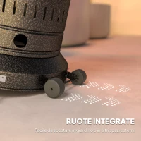 Outsunny Riscaldatore da Esterno con Spegnimento Automatico e Rotelle, 82x82x223 cm, Marrone Scuro(m-8)