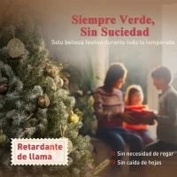 HOMCOM Árbol de Navidad Artificial 150 cm con 581 Ramas con Nieve 44 Piñas y Soporte Metálico Plegable Fácil Montaje Verde(m-4)