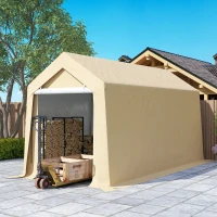 Outsunny Abri de jardin tente de stockage portable pour extérieur avec cadre en acier galvanisé et grande porte 2 x 3,6 m beige(m-9)