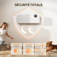 HOMCOM Chauffage mural en céramique 1000/2000W, radiateur électrique, ventilateur, thermostat, minuterie, 54x18,7x12,3cm, blanc(m-9)