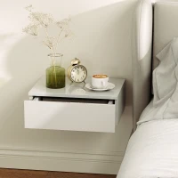 HOMCOM 2-delig set nachtkastjes, wandmontage ontwerp, lade, voor slaapkamer, spaanplaat, Wit(m-9)