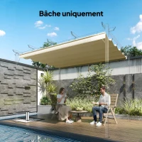 Outsunny Toile de toit pour pergola tonnelle rétractable de 3 x 3 m - toile uniquement 250 x 255 cm beige(m-10)