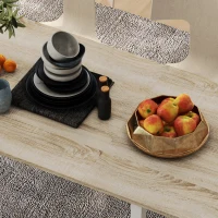 HOMCOM Mesa de Comedor Extensible con Patas de Acero para 4-6 Personas 160x70x76 cm Madera Natural(m-8)