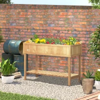 Outsunny Jardinière sur Pieds carré Potager avec étagère dim. 110L x 46l x 76H cm 8 Compartiments & Inserts d'irrigation Bois de Sapin(m-10)