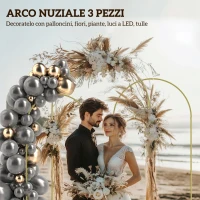 Outsunny Set di 3 Archi da Giardino da 1.8-2-2.2 m, Archetti Decorativi in Metallo, Colore Oro(m-4)