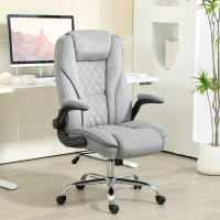 HOMCOM Fauteuil de bureau, chaise bureau ergonomique, hauteur réglable, accoudoirs relevables, 70 x 70 x 114-122 cm, gris(m-10)