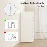 HOMCOM Kommode mit 5 Schubladen, Schubladenschrank für Kleidung und Utensilien, Spanplatte, Weiß(m-5)