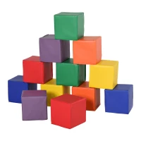 HOMCOM Set 12 Cubi Giocattolo Morbidi per Bambini 12-36 Mesi, Blocchi Schiuma per Bambini, Costruzioni Morbide in PU ed EPE, 20x20x20 cm, Multicolore(m-1)