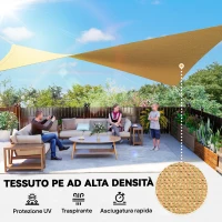 Outsunny Tenda a Vela Parasole Rettangolare 4 x 6m, Tenda da Sole Protezione Raggi UV in HDPE 185g/㎡, Giallo(m-4)