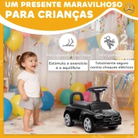 AIYAPLAY Carro Andador para Crianças Mercedes-Benz Classe C com Buzina Volante Sons de Motor e Espaço de Armazenamento 65x28x39 cm Preto(m-8)