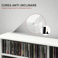 HOMCOM Mobilier Bibliotecă cu 16 Rafturi pentru 720 CD-uri din Lemn 106.5x24x126.3 cm Negru(m-6)