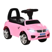 HOMCOM Porteur enfants voiture, véhicule à pousser avec coffre à jouets, klaxon, phares et musique, 63,5 x 28 x 36 cm, rose(m-11)