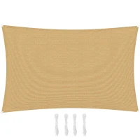 Outsunny Tenda a Vela Parasole Rettangolare 4 x 6m, Tenda da Sole Protezione Raggi UV in HDPE 185g/㎡, Giallo(m-11)