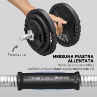 SPORTNOW Pesi per Palestra 2 in 1 da 42 kg con 14 Dischi, Bilanciere e Manubri, in Acciaio, 180x24x24 cm, Nero(m-5)