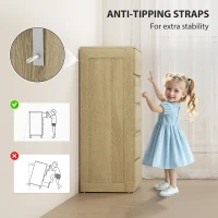 HOMCOM Comodă pentru Depozitare cu 5 Sertare, Comodă Înaltă, Comodă cu Ghidaje Metalice și Mânere Scanalate, Alb(m-6)