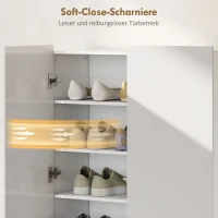 HOMCOM 5-stufiger Schuhschrank für 20 Paar Schuhe, verstellbare Regale, für Eingangsbereich, Flur, Holz, Weiß(m-5)
