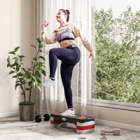 Stepper Fitness Aerobic - Aosom.fr x FFHandball - hauteur reglable surface antiderapante 80 x 31 x 20 cm noir gris clair(m-10)