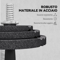 SPORTNOW Pesi per Palestra 2 in 1 da 42 kg con 14 Dischi, Bilanciere e Manubri, in Acciaio, 180x24x24 cm, Nero(m-6)