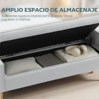 HOMCOM Banco de Almacenaje con Tapa Abatible y Patas de Madera para Dormitorio Salón Entrada 120x45x54 cm Gris Claro(m-4)
